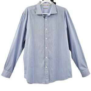 NAPAPIJRI Geographic Urban Fit Blue & White Striped Button-Up Shirt Men's Sz XL